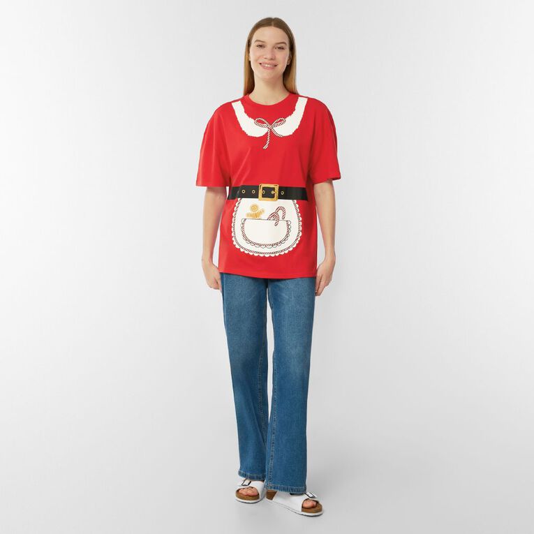 H&H Women's Christmas Printed Tee, Red, hi-res