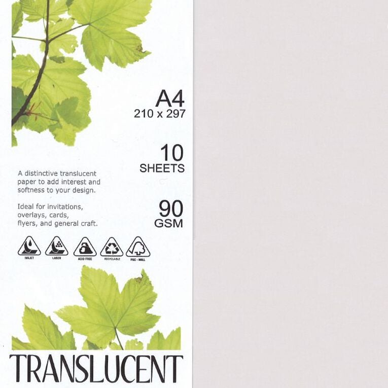 Direct Paper Translucent Vellum Paper White A4 10 Pack, , hi-res