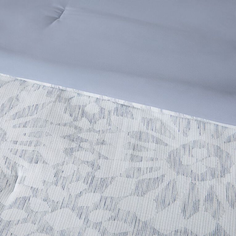 Living & Co 3 Piece Comforter Set Chenille Jacquard Blue Queen, , hi-res