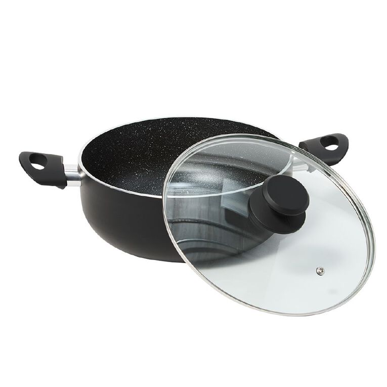 Living & Co Stone Casserole Black 24cm, , hi-res