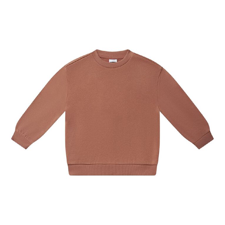 Young Original Plain Crew Sweat, Brown Light, hi-res
