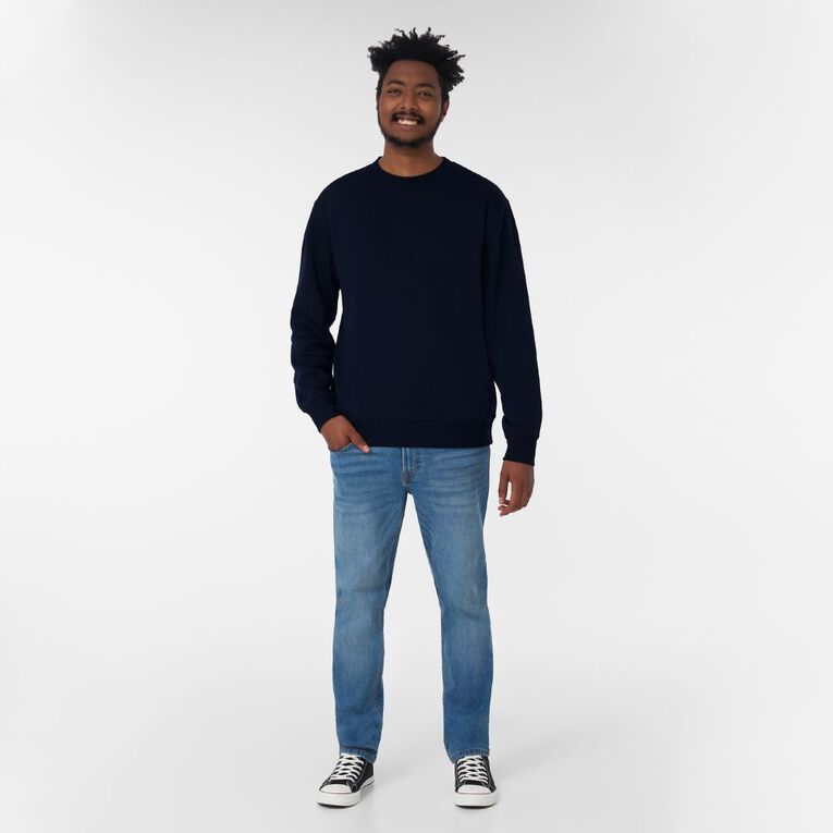 H&H Men's Plain Crew Sweatshirt, Navy, hi-res