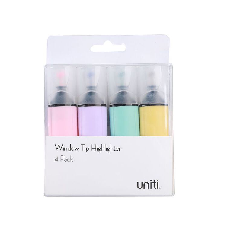 Uniti Window Tip Highlighters 4 Pack, , hi-res