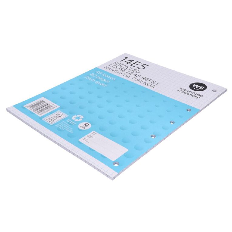WS Pad Refill 14E5 7mm Quad 40 Leaf Punched Blue, , hi-res