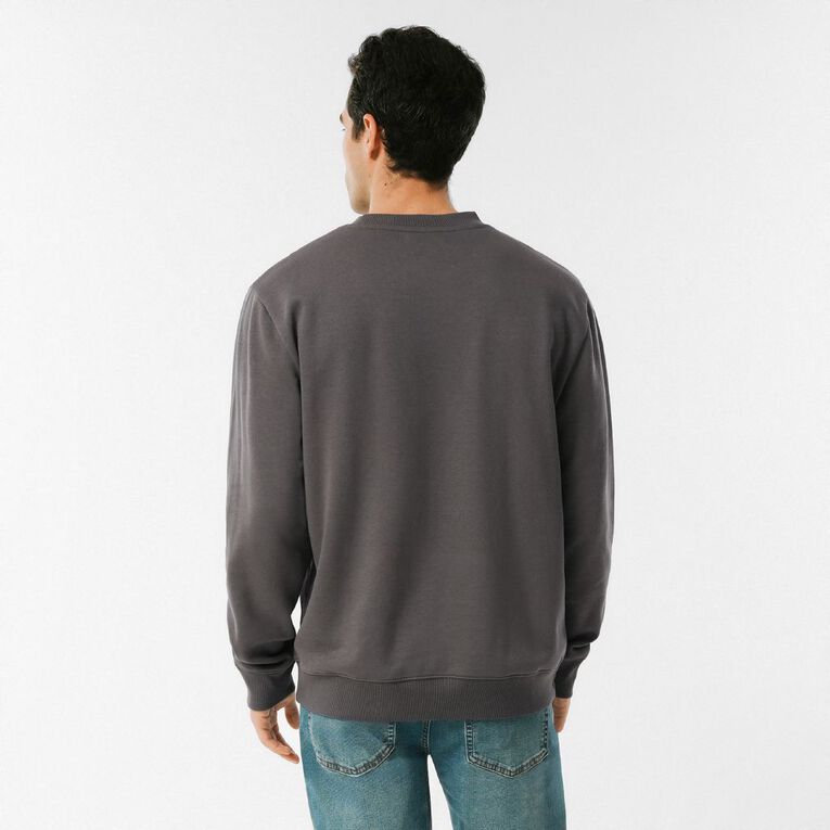 H&H Men's Plain Crew Sweatshirt, Grey Dark, hi-res