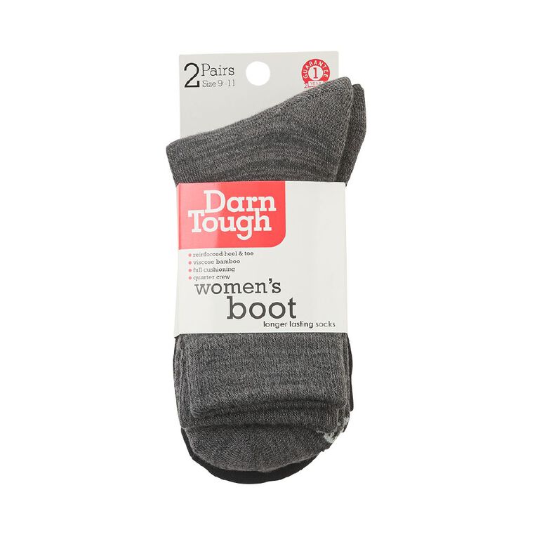Darn Tough Women's Bamboo Quarter Crew Boot Socks 2 Pack, Black/Grey, hi-res