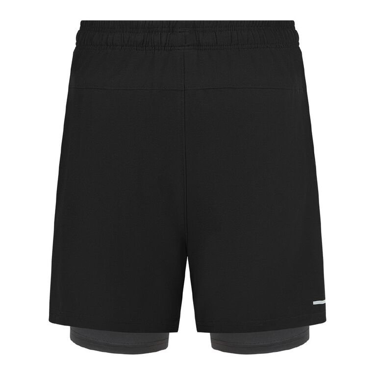 Active Intent Men's Core 2in1 Running Shorts Black/Grey The Warehouse