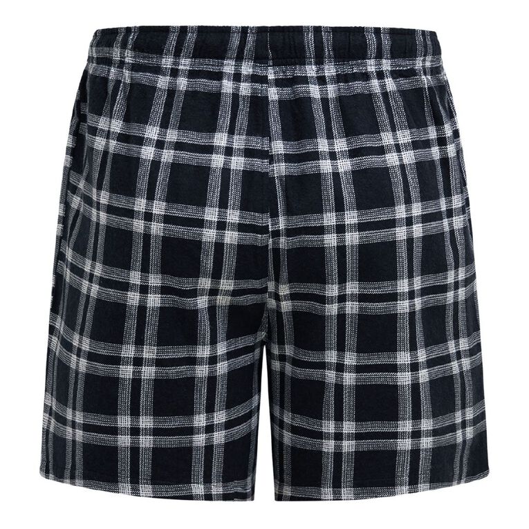 H&H Men's Flanelette Pyjama Shorts, Black, hi-res