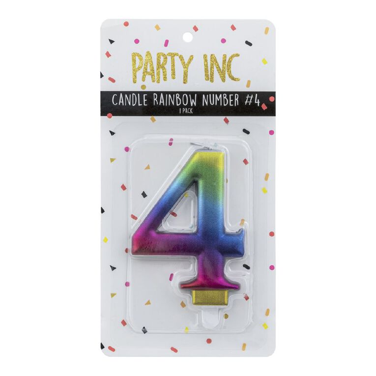 Party Inc Rainbow Candle Number #4, , hi-res