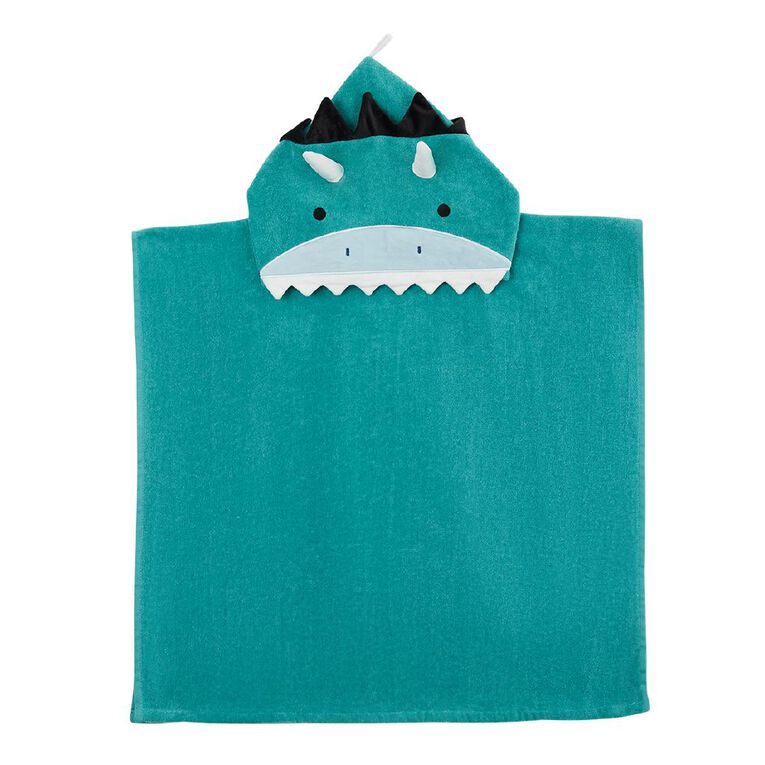 Living & Co Kids Hooded Towel Dino-roar Green 60cm x 120cm, , hi-res