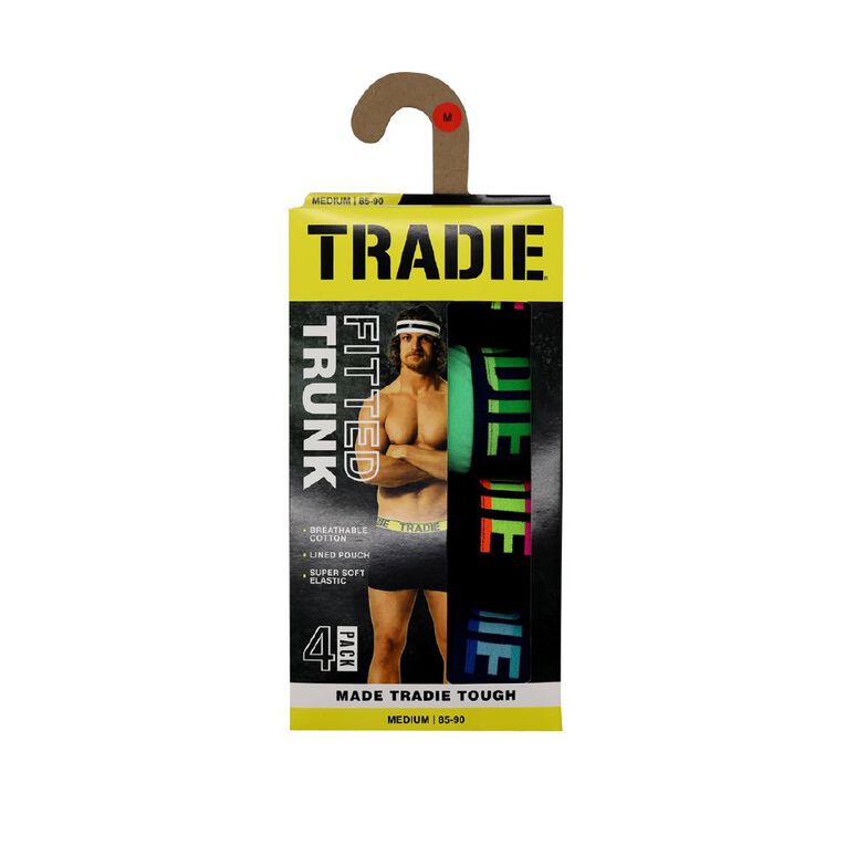 Tradie Men's Trunks Box Set 4 Pack, Black/Green, hi-res