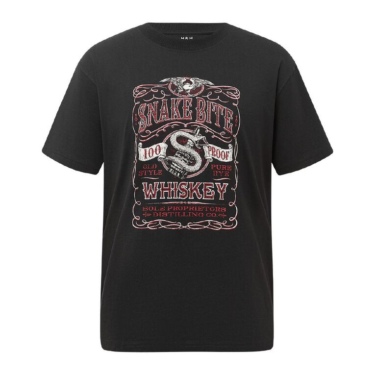 H&H Men's Relaxed Fit Graphic Tee, Black snake, hi-res