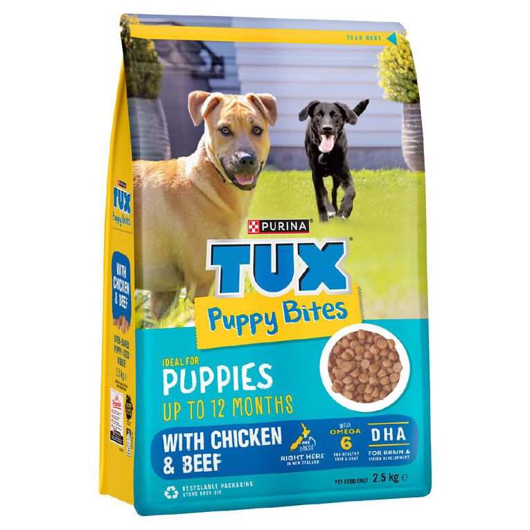 TUX Puppy Bites Chicken & Beef Dry Dog Food 2.5kg, , hi-res