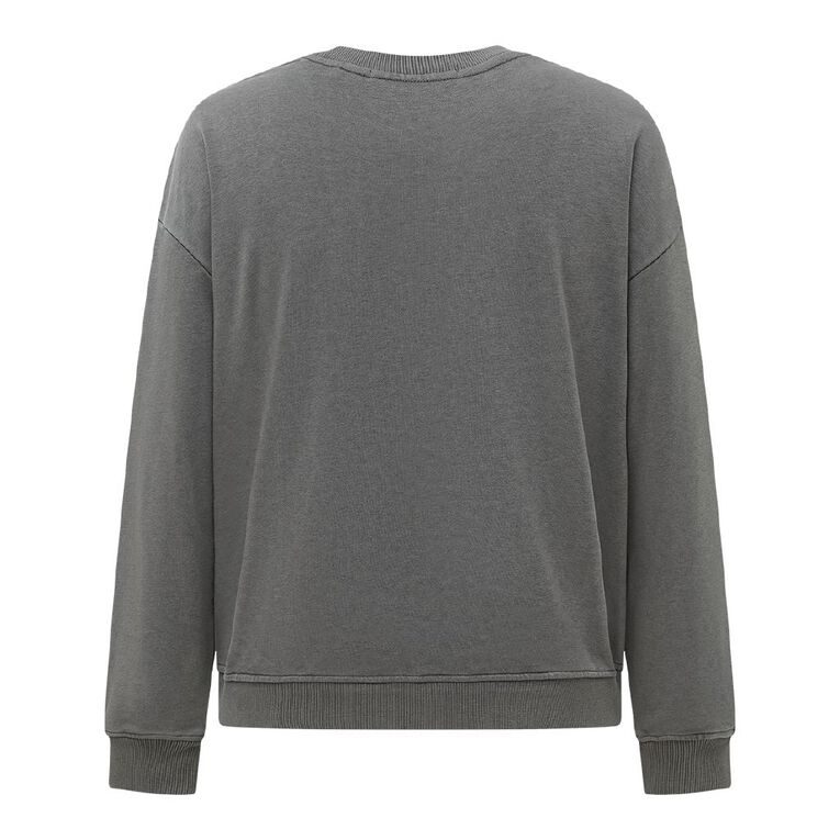 Garage Men's Terry Fleece Crewneck, Grey Mid, hi-res