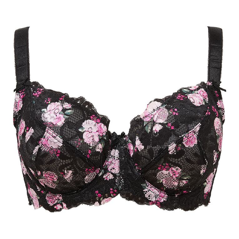 H&H Women's Ivy Lace Full Cup Bra, Black, hi-res