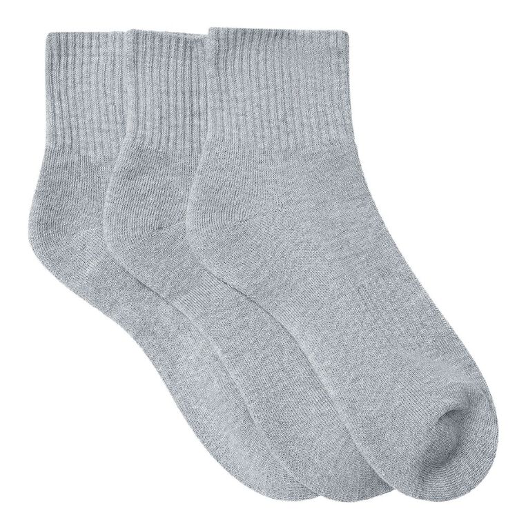 Active Intent Men's Cushioned Quarter Crew Socks 3 Pack, Grey Marle, hi-res