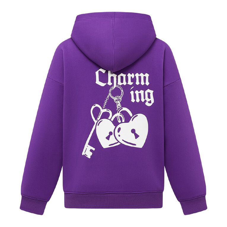 H&H Women's Fresh Fleece Long Sleeve Hoodie, Purple Mid, hi-res