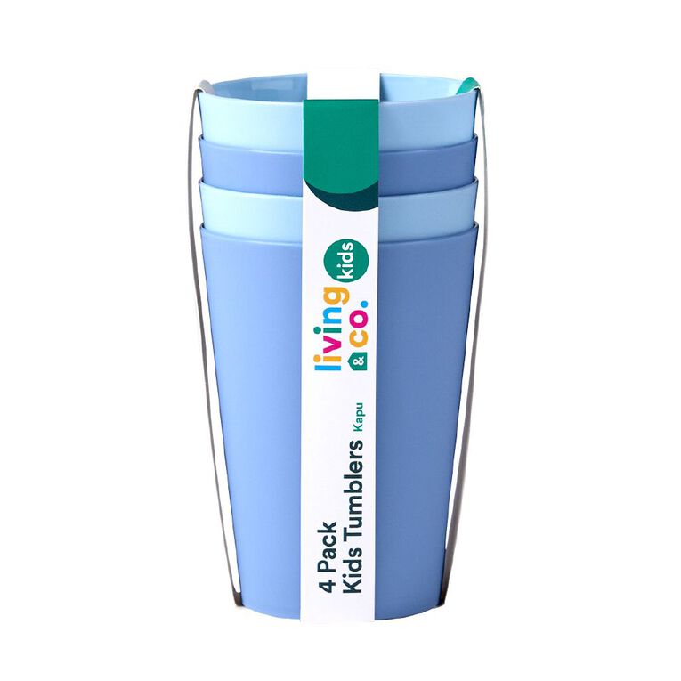 Living & Co Kids Plastic Tumblers Blue 4 Pack, , hi-res