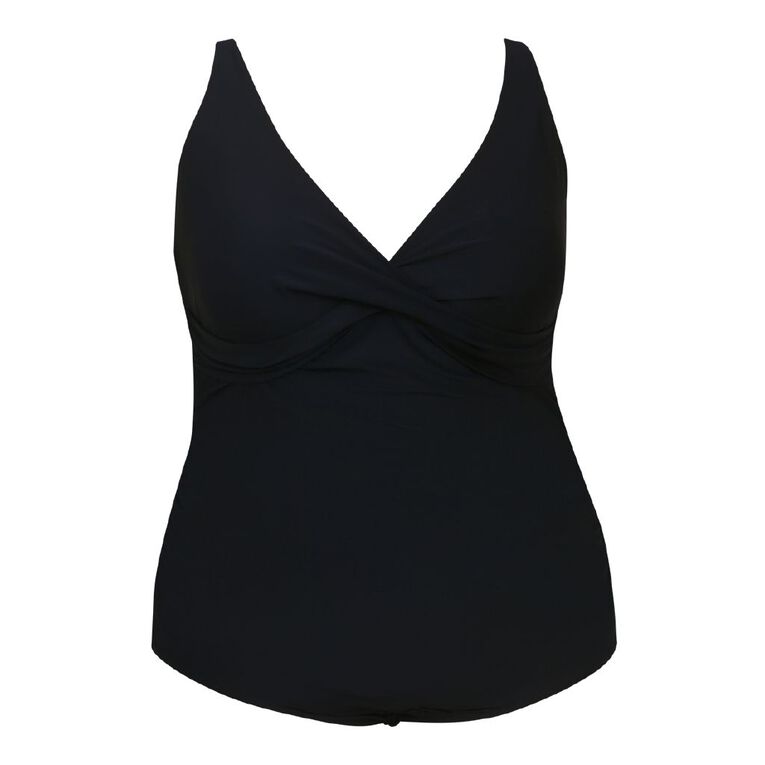 H&H Women's Plus Size Control Cross Cup Swimsuit Black The Warehouse