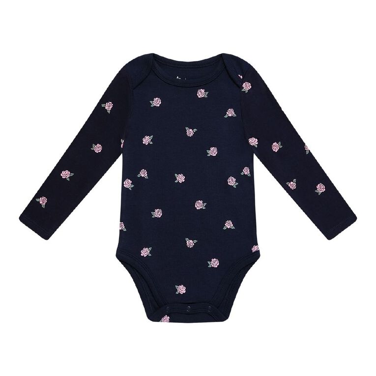 Young Original Babies' Long Sleeve Printed Bodysuit 3 Pack, Pink Light, hi-res