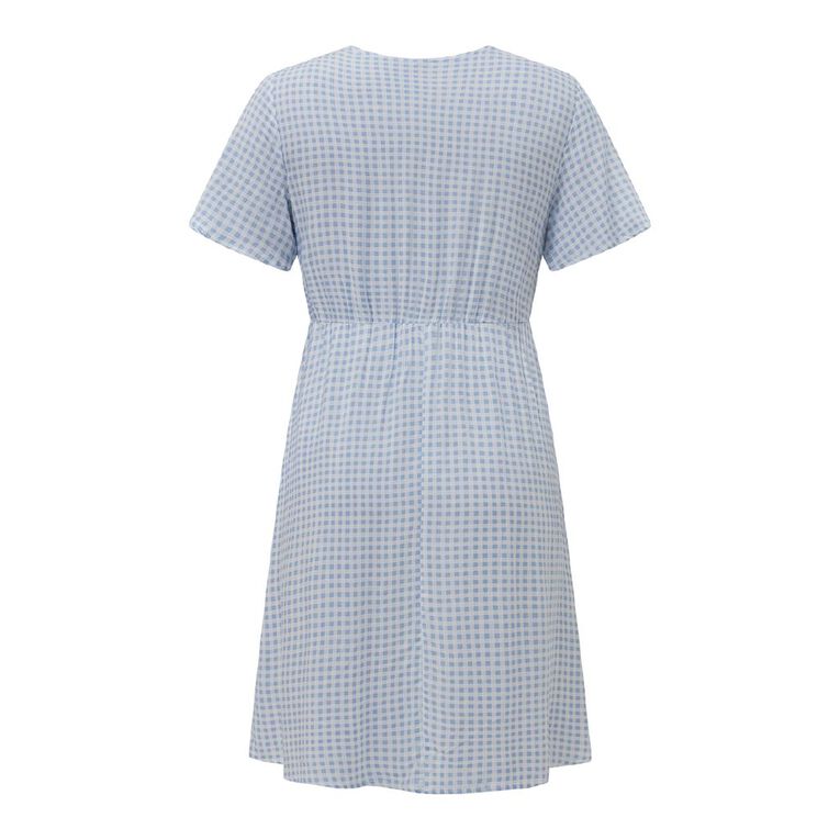 H&H Women's Short Sleeve Tea Dress Mini, Blue/White, hi-res