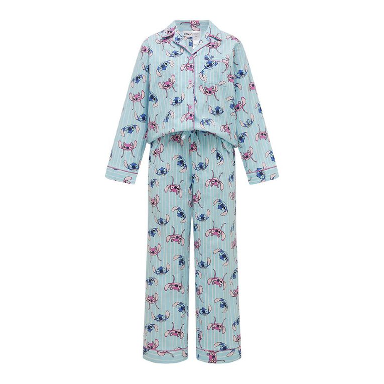 Stitch Women's Flannel Button Up Pyjama Set, Blue Light, hi-res