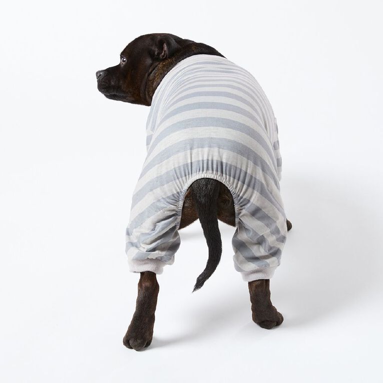 Petzone Pet Pyjamas Stripe Grey Large, , hi-res