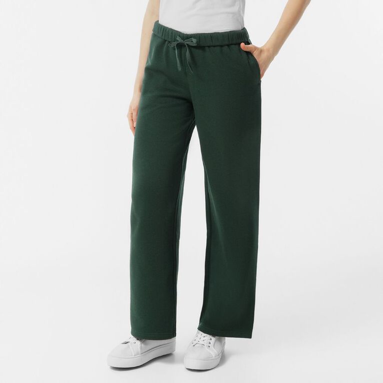 H&H Women's Wide Leg Track Pants, Green Dark, hi-res