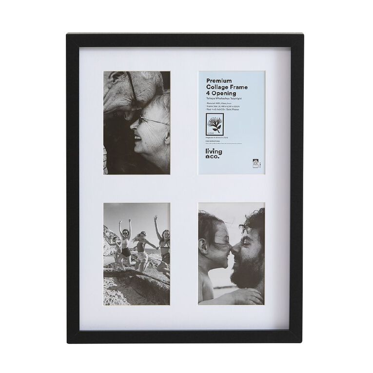 Living & Co Premium Collage Frame 4 Openings Black 4in x 6in, , hi-res