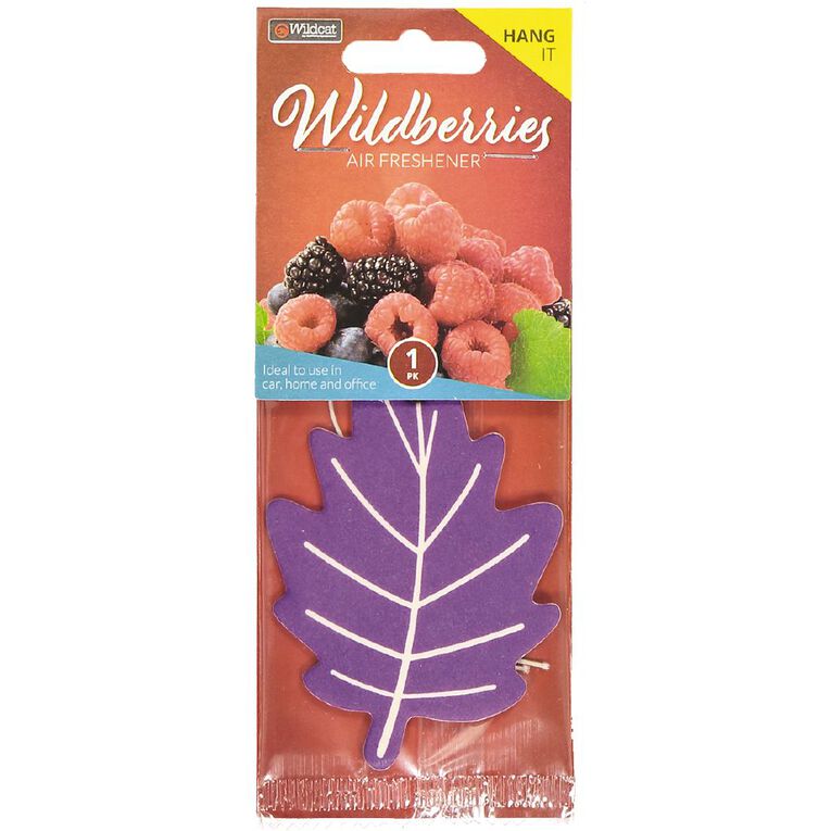 Wildcat Hanging Car Air Freshener Leaf Wildberries Scent, , hi-res
