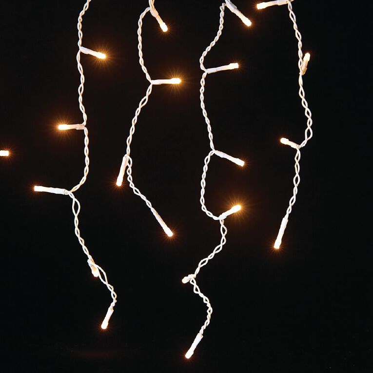Wonderland Solar Icicle Christmas Lights Warm White 3.9m, , hi-res