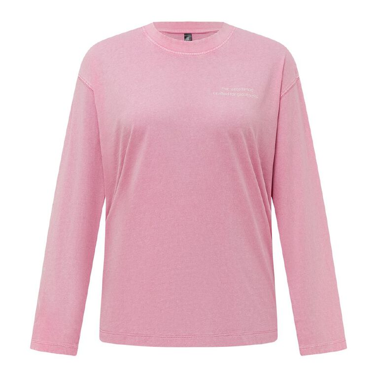 H&H Women's Long Sleeve Graphic Print Tee, Pink Mid, hi-res