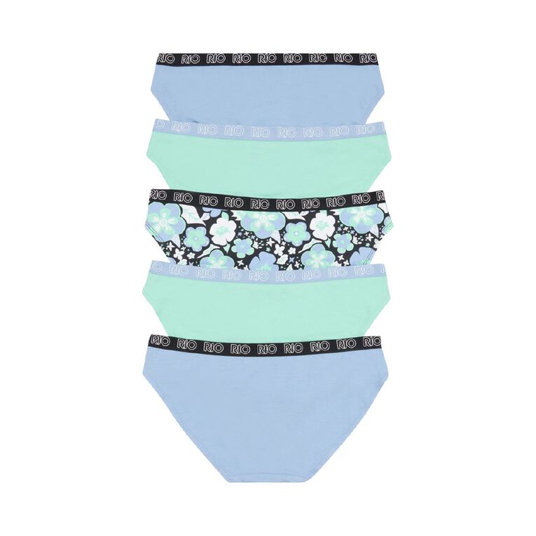 Rio Women's Bikini Briefs 5 Pack, Aqua, hi-res
