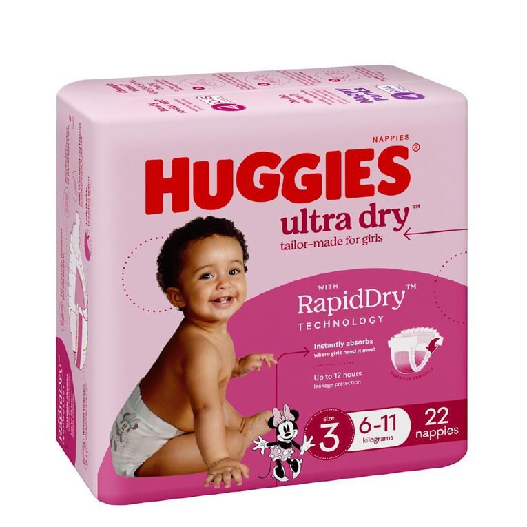Huggies Girls' Convenience Nappy Crawler Size 3 6-11kg 22 Pack, , hi-res