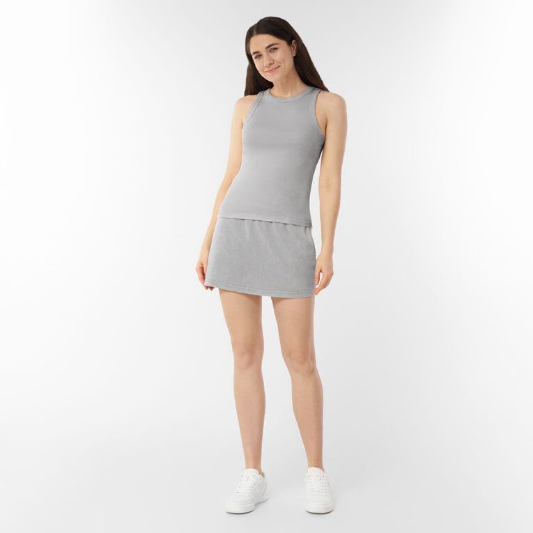 H&H Women's Acid Wash French Terry Mini Skirt, Grey, hi-res