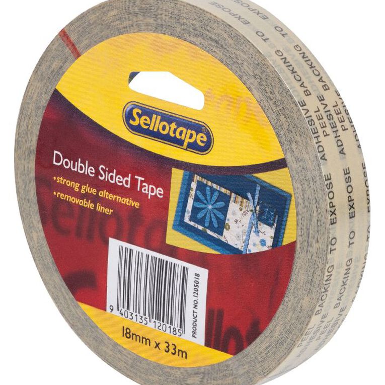 Sellotape Doublesided Tape 18mm x 33m Clear, , hi-res