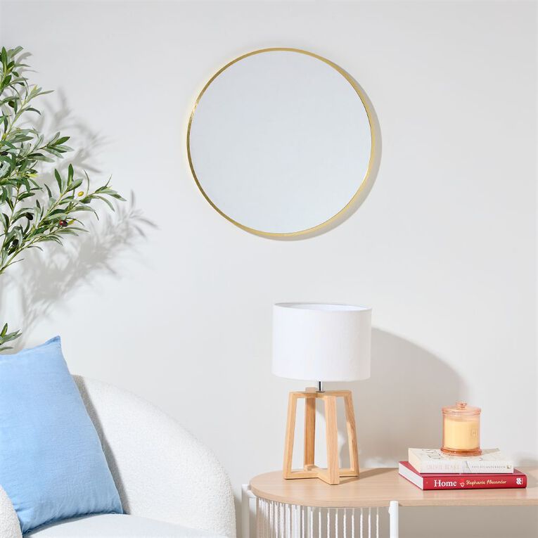 Living & Co Round Aluminum Frame Mirror Gold, , hi-res