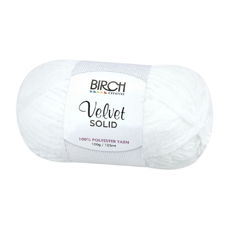 Birch Velvet Yarn 100% Polyester 100G White, , hi-res