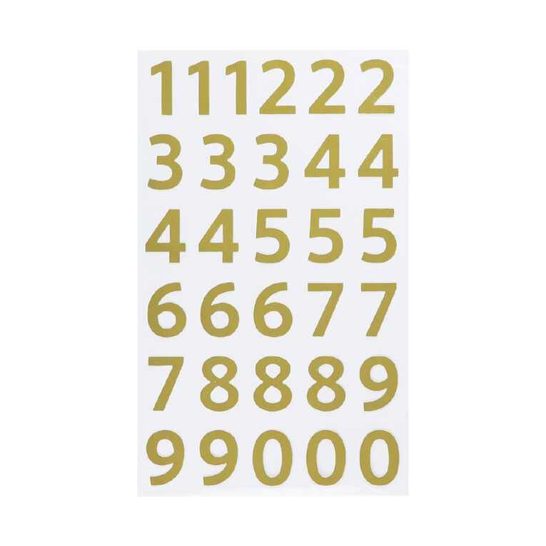 Uniti Numbers Foil Gold 1 Sheet, , hi-res