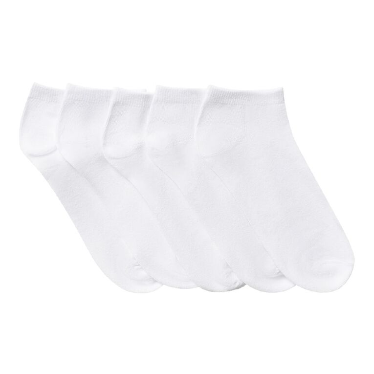 H&H Mens' Liner Plain Socks 5 Pack, White W26, hi-res