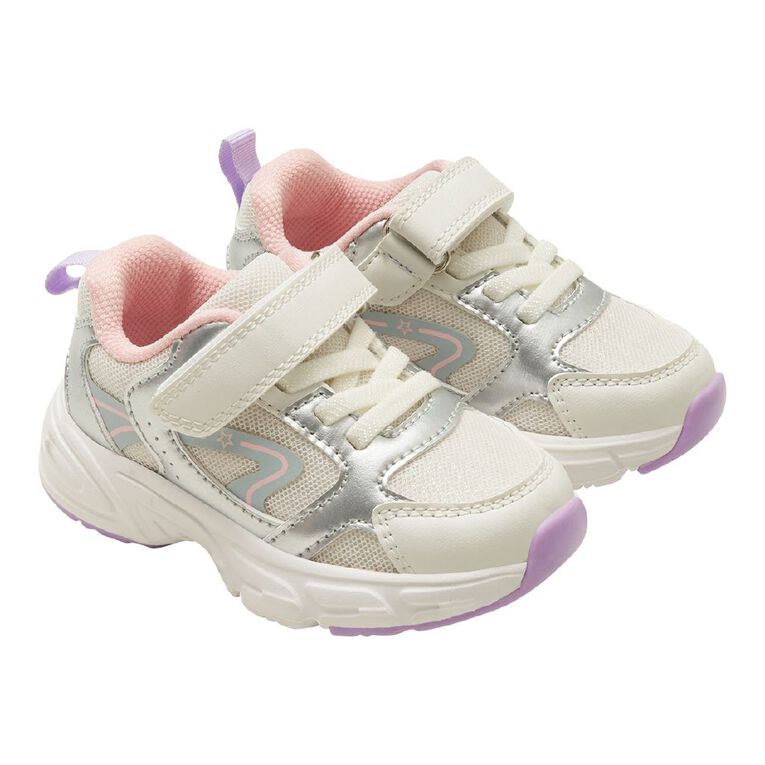 Active Intent Junior Kids' Super Trainers, White, hi-res