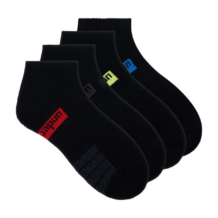 Underworks Men's Low Cut Sport Socks 4 Pack, Black 2, hi-res