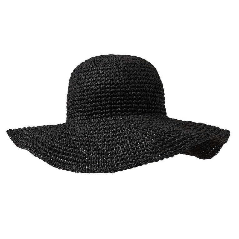 H&H Women's Wide Brim Hat, Black, hi-res