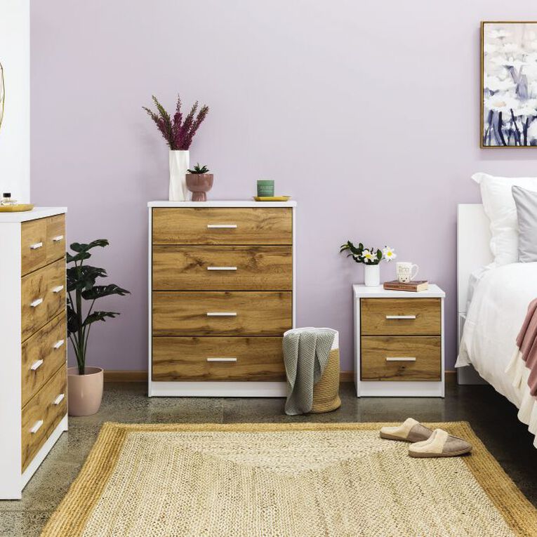 Living & Co Takiwira 4 Drawer Tallboy White, , hi-res