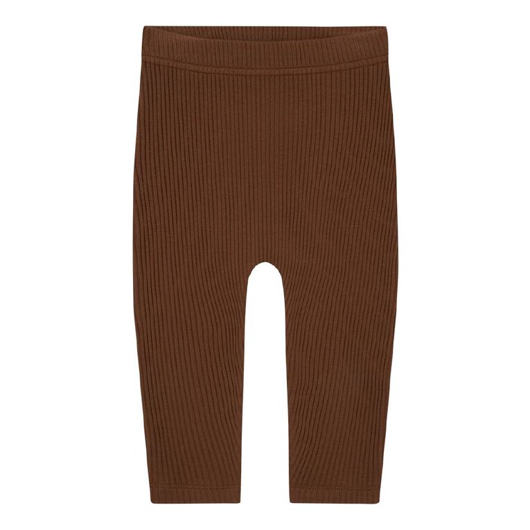 Young Original Babies' Rib Leggings 3 Pack, Brown Light, hi-res