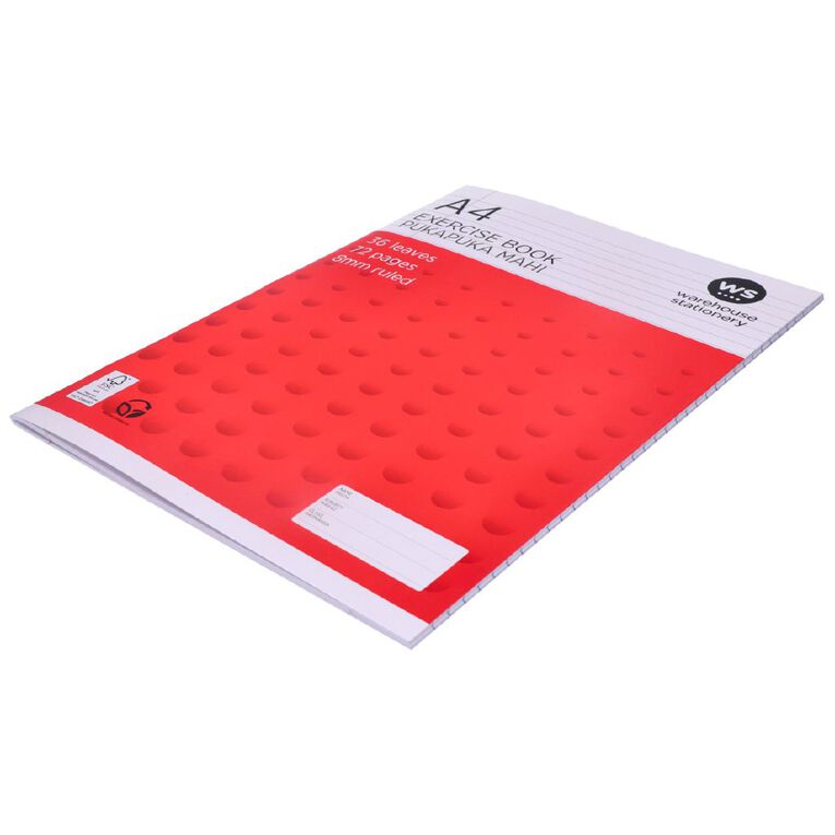 WS Exercise Book 8mm 36 Leaves Multi-Coloured A4, , hi-res