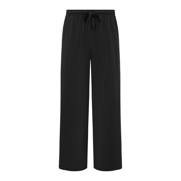H&H Men's Knit Pyjama Pants, Black, hi-res