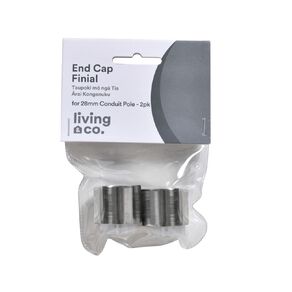 Living & Co Endcap Finial For 28mm Conduit Rod Satin 2 Pack Silver