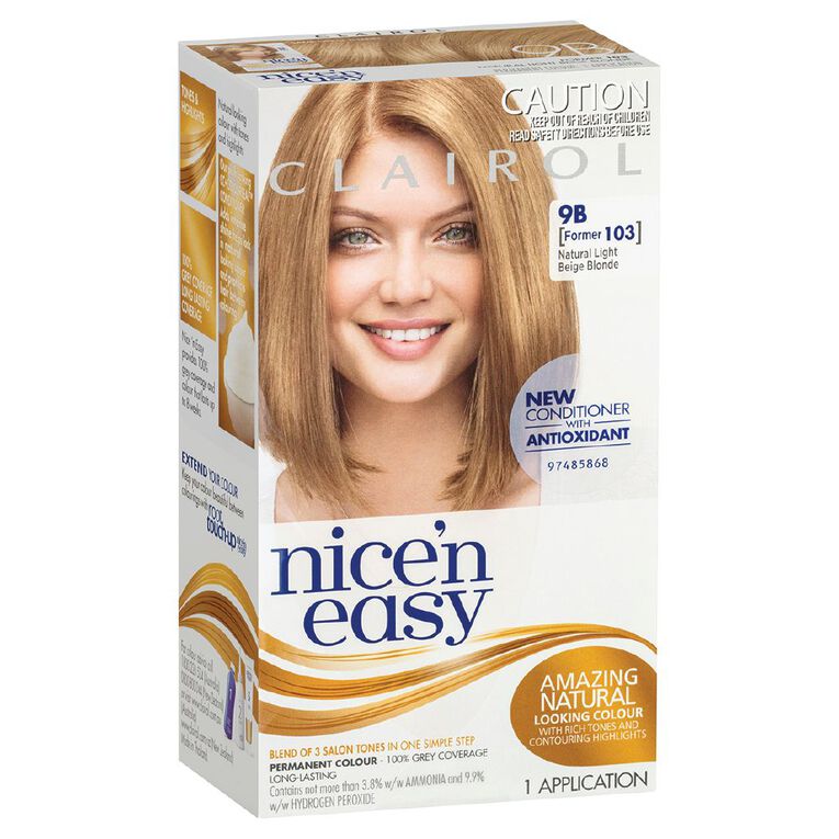 Clairol Nice N Easy Permanent Hair Colour Light Beige Blonde 9B, , hi-res