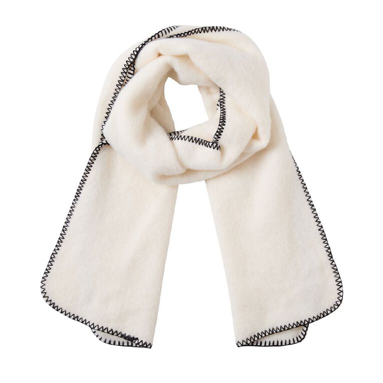 H&H Women's Blanket Stitch Scarf, Cream, hi-res